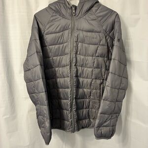 Spyder Men's Quilted Hooded Puffer Jacket — Gray